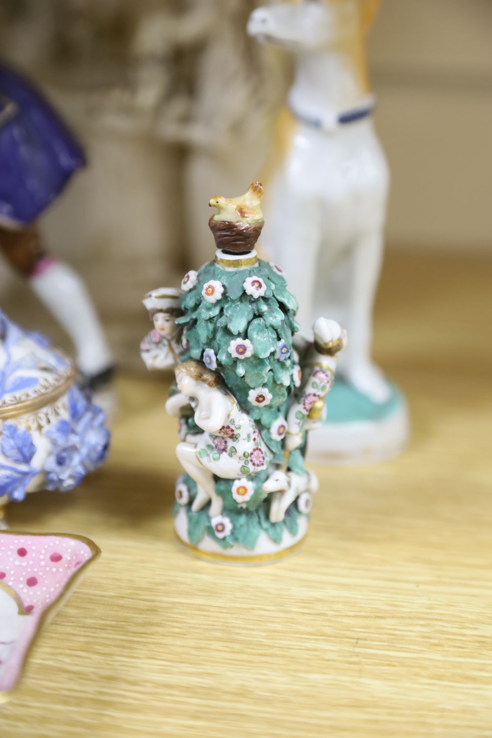 A group of Continental porcelain figures, vases and dishes, 19th/20th century